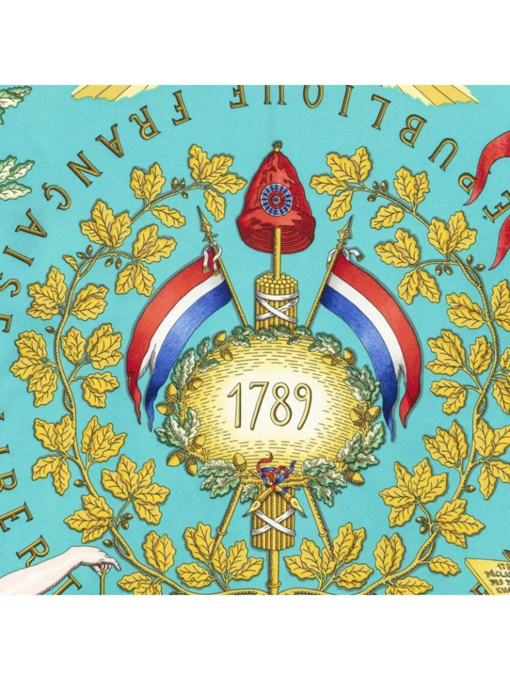 Hermes Scarf Navy Teal 100% Gold Twill Silk - Picture 3 of 5